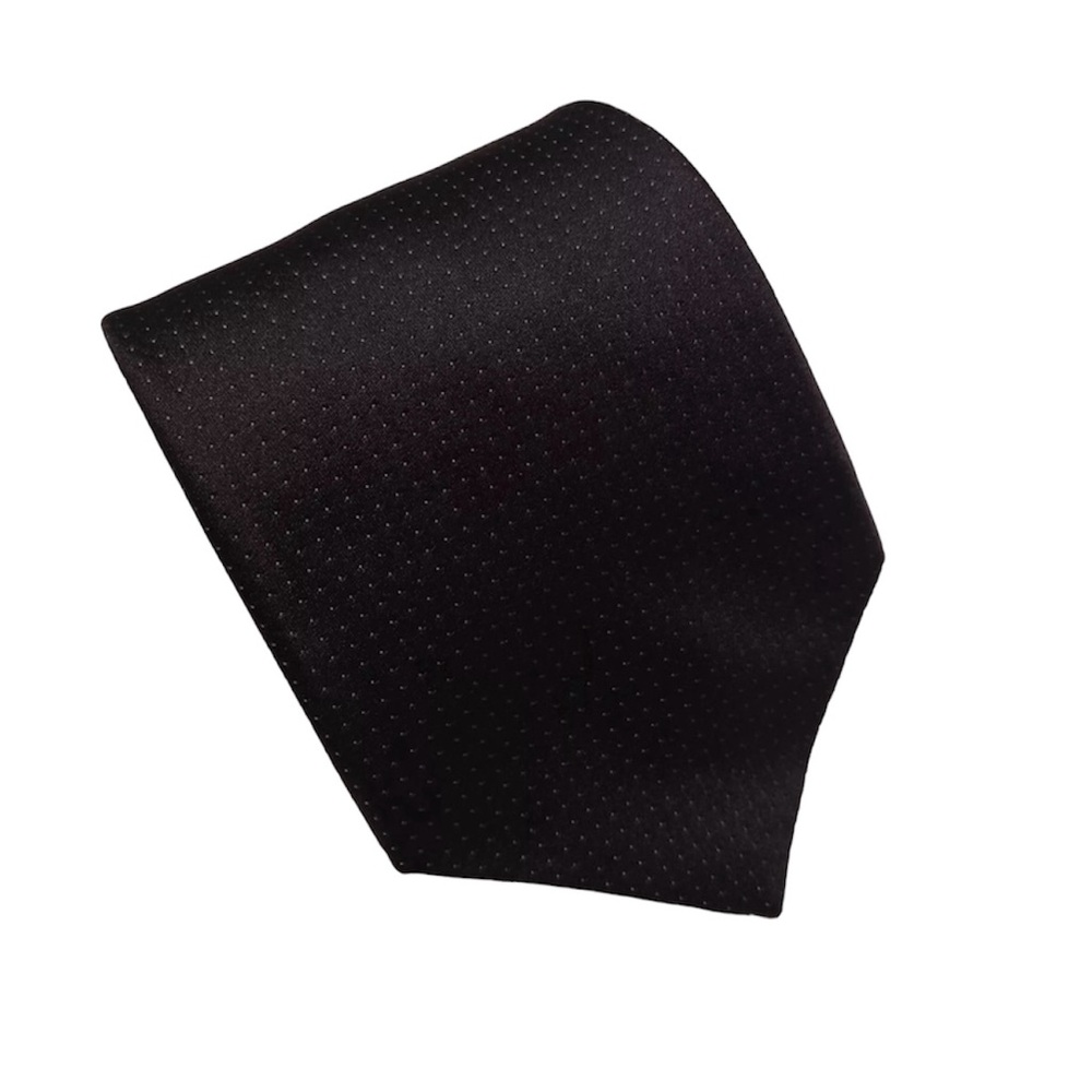 DKNY Men Necktie Black Polka Dot 100% Silk 58"L